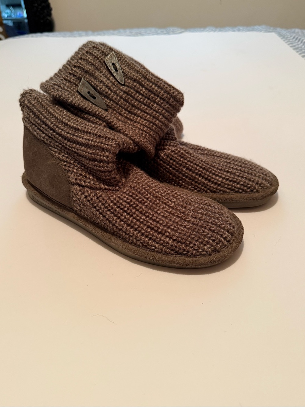 BearPaw Women's Knit Ankle Boots in Brown